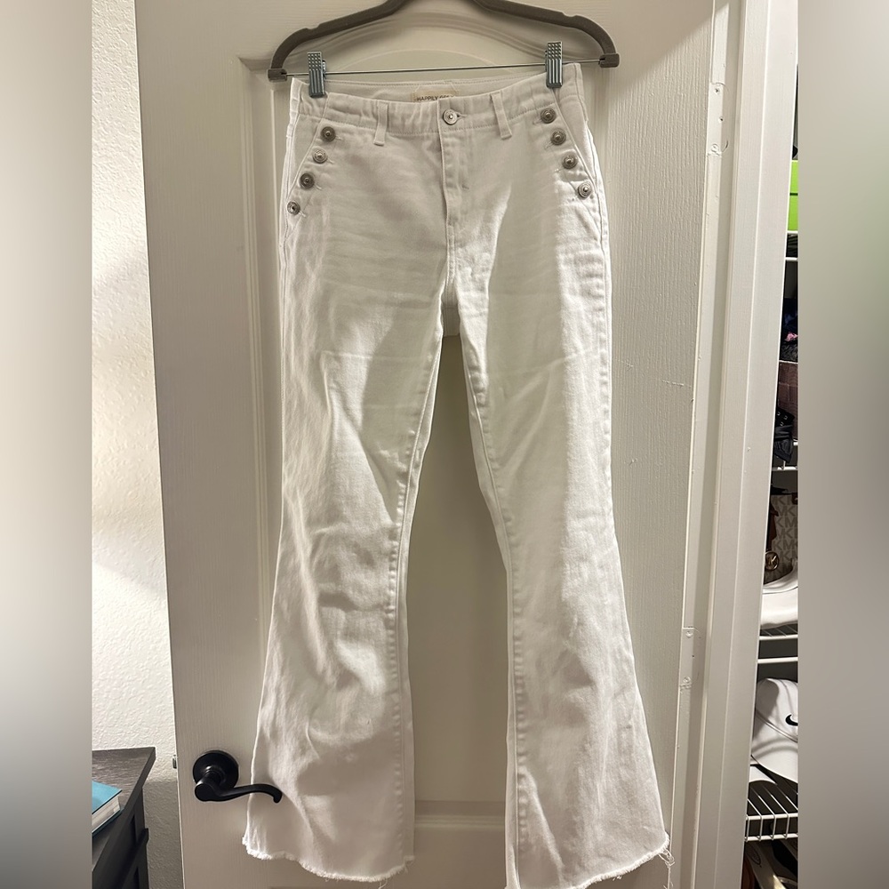 Low rise white flare jeans